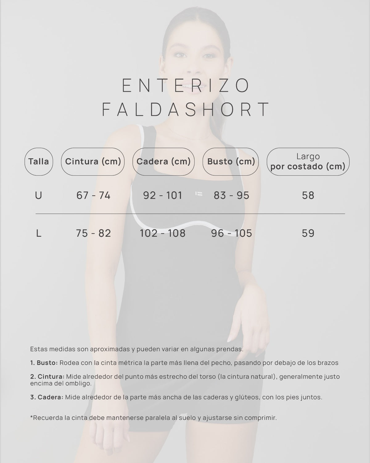 Guía de tallas - Enterizo Falda Short